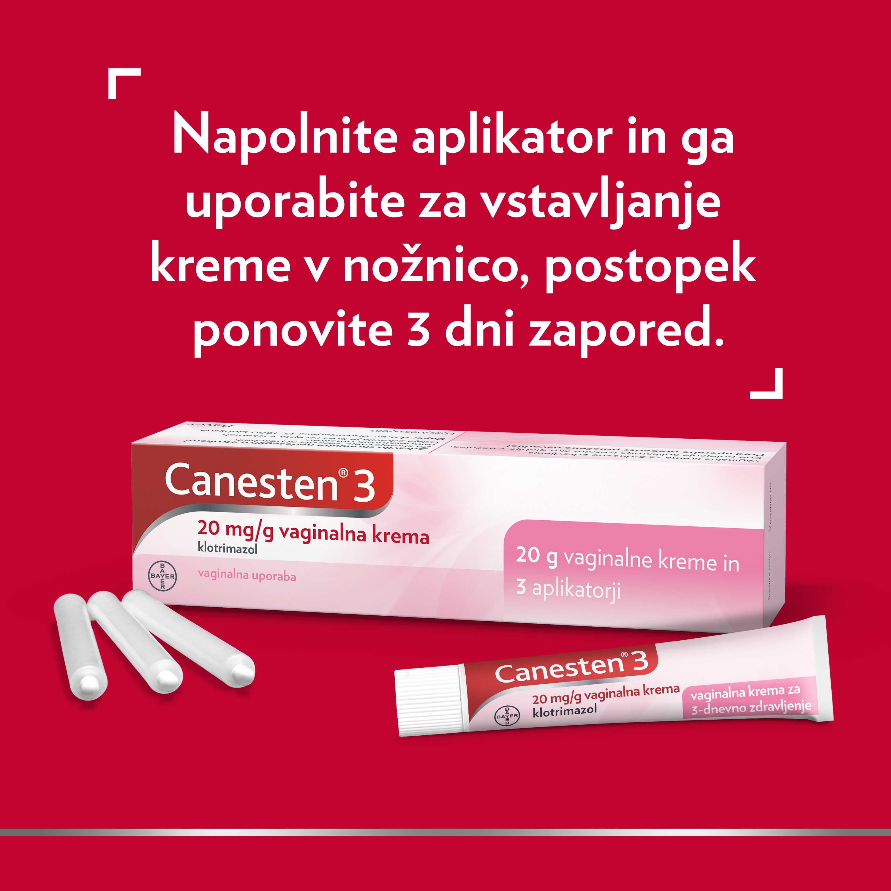 Canesten®3 vaginalne tablete 200mg in aplikator